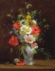 Nature morte avec des fleurs dans un vase, c.1866